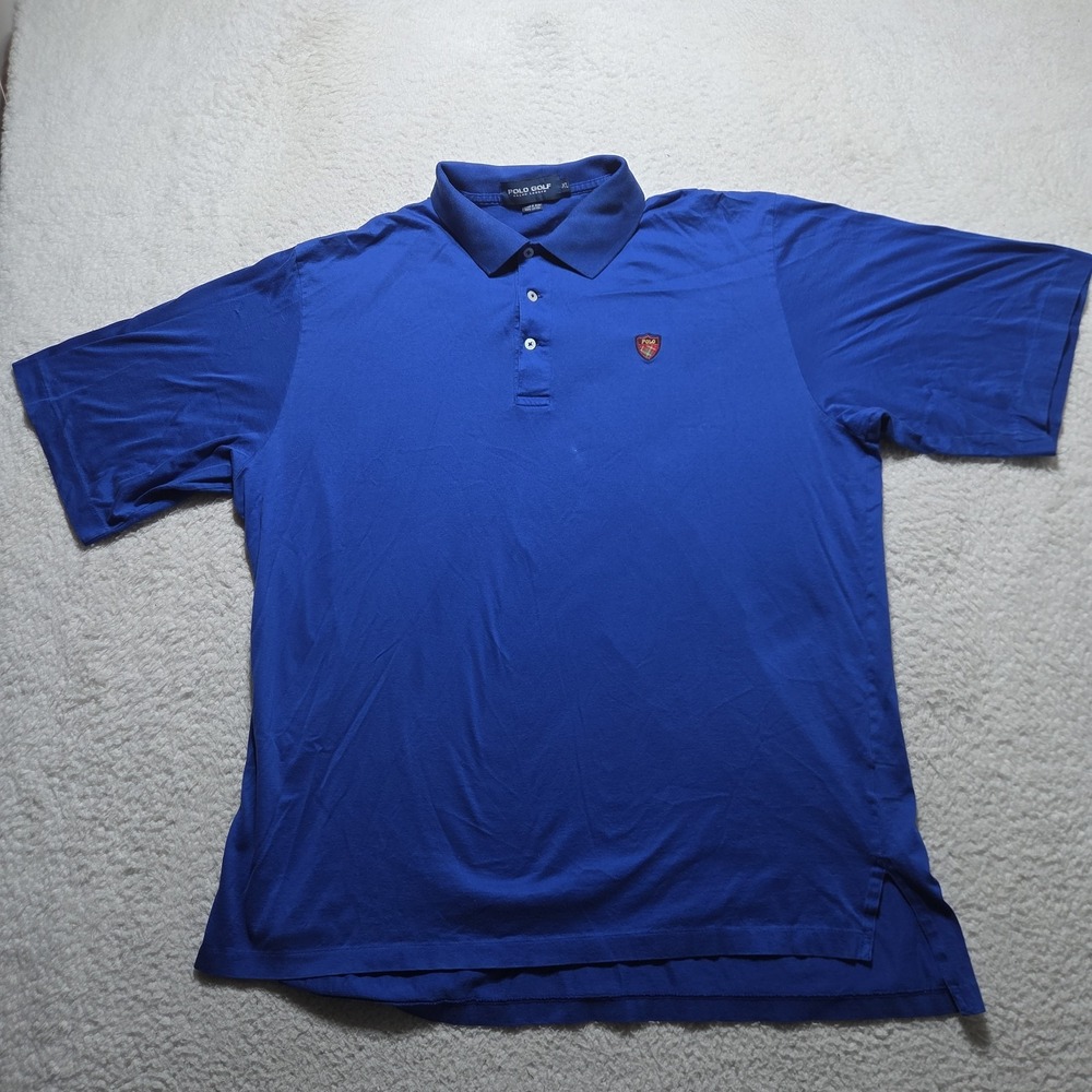 Vintage 90s Polo Golf Ralph Lauren Polo Men's XL Blue Single Stitch Chest Crest